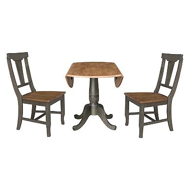International Concepts Dual Drop Dining Table with 2 Panel Back Chairs