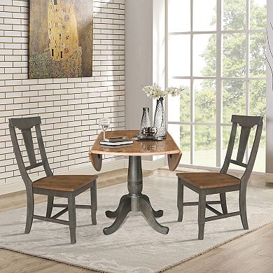 International Concepts Dual Drop Dining Table with 2 Panel Back Chairs