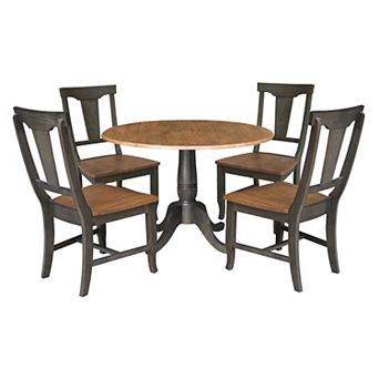 International ConceptsDual Drop Dining Table with 4 Panel Back Chairs