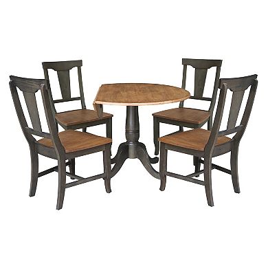 International ConceptsDual Drop Dining Table with 4 Panel Back Chairs