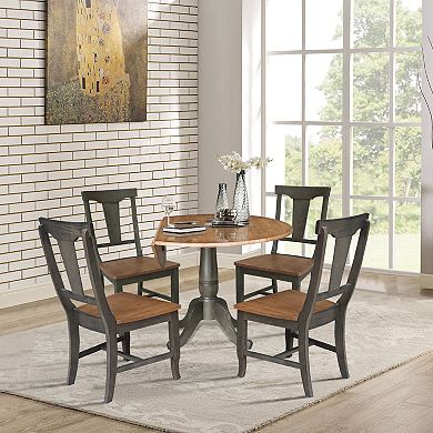 International ConceptsDual Drop Dining Table with 4 Panel Back Chairs