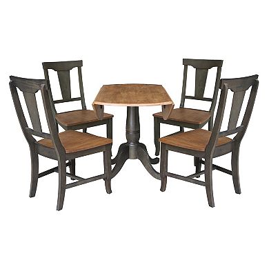 International ConceptsDual Drop Dining Table with 4 Panel Back Chairs