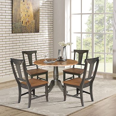 International ConceptsDual Drop Dining Table with 4 Panel Back Chairs