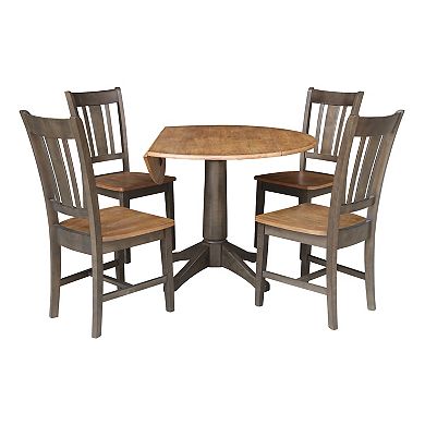 International Concepts 42-in. Round Dual Drop Leaf Table & 4 Splatback Chairs Dining Set