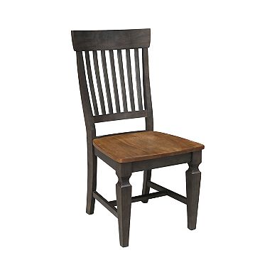 International Concepts Round Drop-Leaf Dining Hickory & Washed Coal Table & Chairs 3-Piece Set
