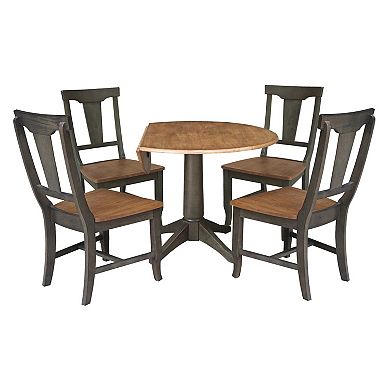 International Concepts 42-in. Round Dual Drop Leaf Table & 4 Panel Back Chairs Dining Set