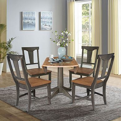 International Concepts 42-in. Round Dual Drop Leaf Table & 4 Panel Back Chairs Dining Set