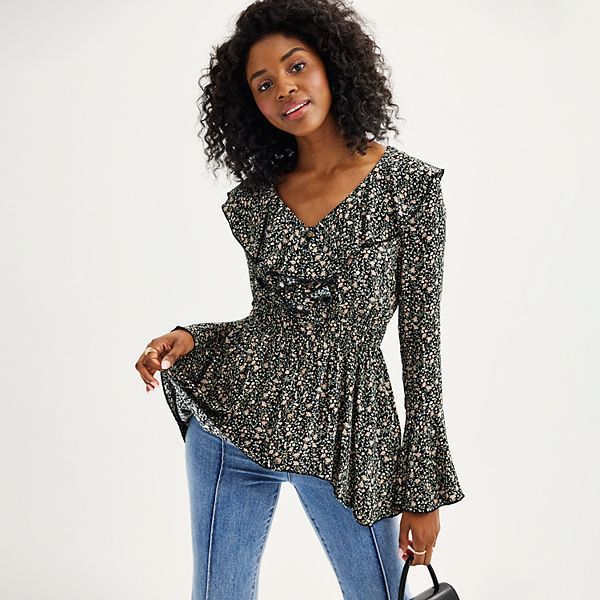 HEYSON Good Attitude Full Size Back Tie Detail Ruffle Tunic Top