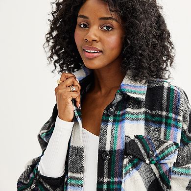 Juniors' SO® Oversized Plaid Shacket