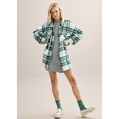 Juniors' SO® Oversized Plaid Shacket