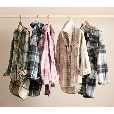 Juniors' SO® Oversized Plaid Shacket