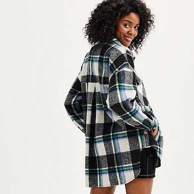 Juniors' SO® Oversized Plaid Shacket