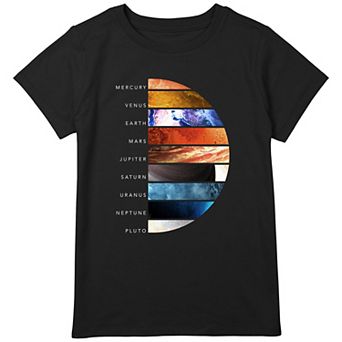 Girls 7-16 Plus Size Youth Planet Names Of Solar System Graphic Tee