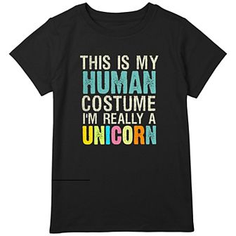 Girls 7-16 Plus Size This Is My Human Costume Graphic Tee