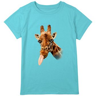 Girls 7-16 Plus Size Silly Giraffe With Tongue Out Graphic Tee