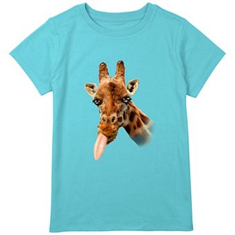 Girls 7-16 Plus Size Silly Giraffe With Tongue Out Graphic Tee