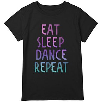 Girls 7-16 Plus Size Dance Repeat Watercolor Text Graphic Tee