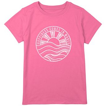 Girls 7-16 Plus Size Happy Waves Artsy Inspirational Text Graphic Tee