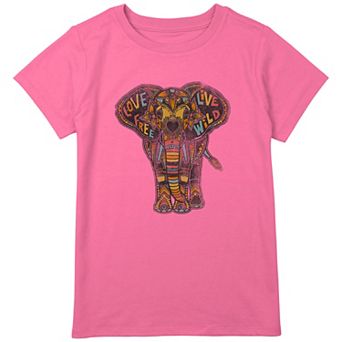 Girls 7-16 Plus Size Elephant Colorful Mandala Draw Graphic Tee