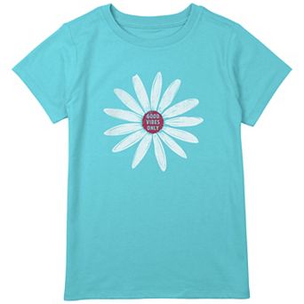 Girls 7-16 Plus Size Trendy Flower Good Vibes Only Graphic Tee