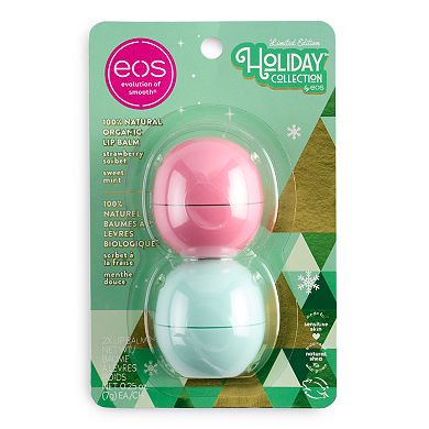 eos Limited Edition Holiday Collection Strawberry Sorbet & Sweet Mint 2-Pack Lip Balm