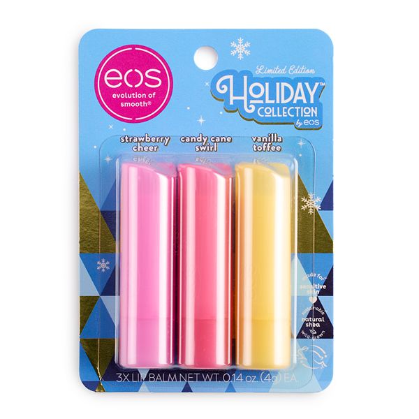 eos Limited Edition Holiday Collection Strawberry Cheer + Candy Cane