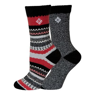 Women's Columbia 2-Pack Super Soft Scallop Stripe Crew Socks