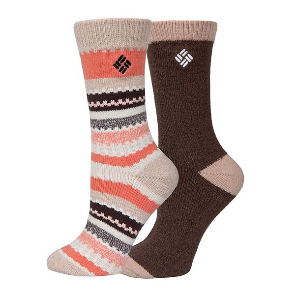Women's Columbia 2Pack Super Soft Scallop Stripe Crew Socks