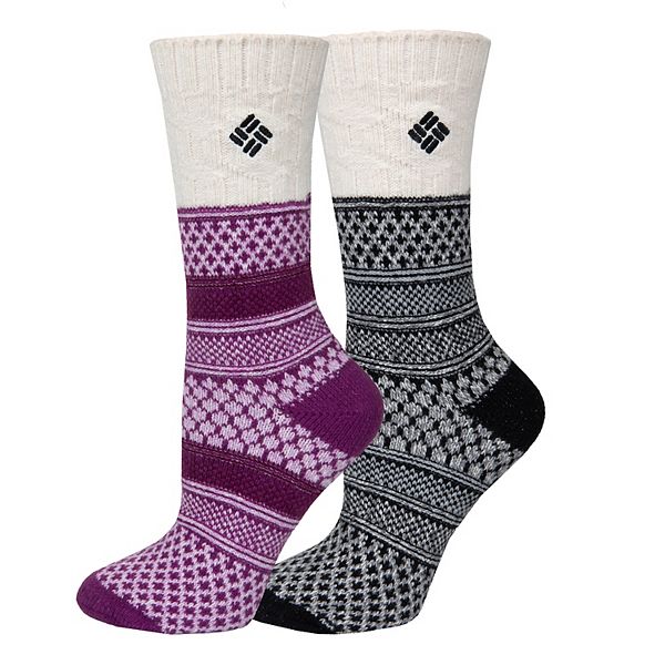 Women's Columbia 2-Pack Super Soft Textured Crew Socks