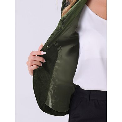 Women's Notched Lapel Long Sleeve Button Velvet Blazer