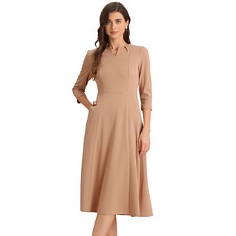 Women's Work Office Elegant 3/4 Sleeve V Neck A-Line Dress