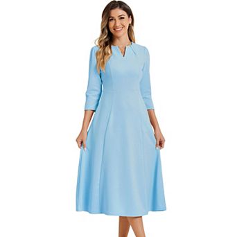 Women's Work Office Elegant 3/4 Sleeve V Neck A-Line Dress