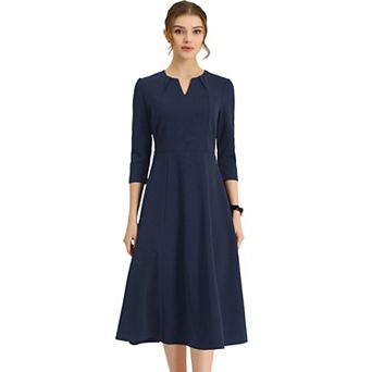 Women's Work Office Elegant 3/4 Sleeve V Neck A-Line Dress