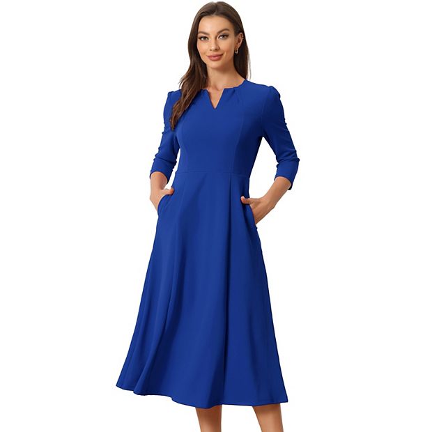 Women s Work Office Elegant 3 4 Sleeve V Neck A line Dress