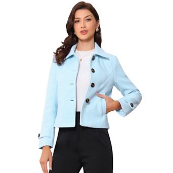 Women's Turn Down Collar Single Breasted Short Peacoat
