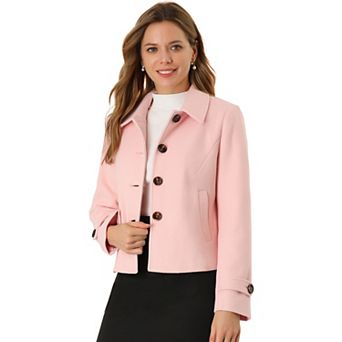 Women's Turn Down Collar Single Breasted Short Peacoat