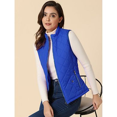 Women's Stand Collar Lightweight Gilet Quilted Zip Vest