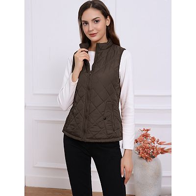 Women's Stand Collar Lightweight Gilet Quilted Zip Vest