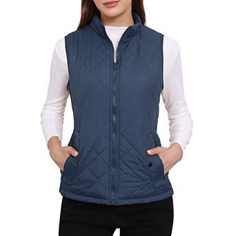 Women's Stand Collar Lightweight Gilet Quilted Zip Vest