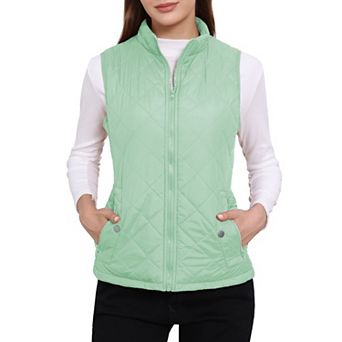Women's Stand Collar Lightweight Gilet Quilted Zip Vest