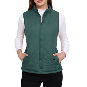 Women's Stand Collar Lightweight Gilet Quilted Zip Vest