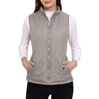 Women's Stand Collar Lightweight Gilet Quilted Zip Vest