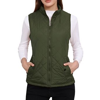 Women's Stand Collar Lightweight Gilet Quilted Zip Vest