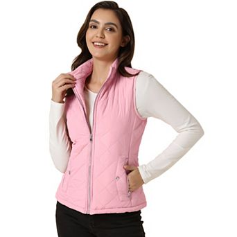Women's Stand Collar Lightweight Gilet Quilted Zip Vest