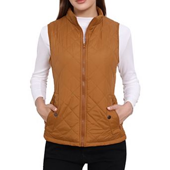Women's Stand Collar Lightweight Gilet Quilted Zip Vest