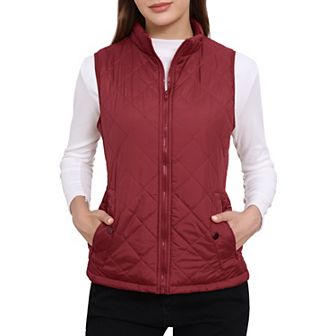 Women's Stand Collar Lightweight Gilet Quilted Zip Vest