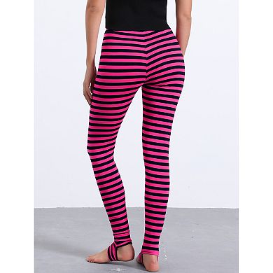 Women's Stripes High Waist Elastic Waistband Stirrup Leggings