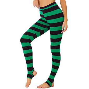 Women's Stripes High Waist Elastic Waistband Stirrup Leggings