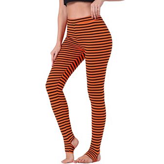Women's Stripes High Waist Elastic Waistband Stirrup Leggings