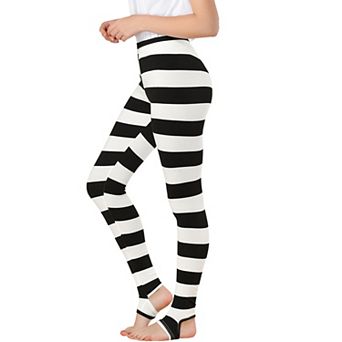 Women's Stripes High Waist Elastic Waistband Stirrup Leggings